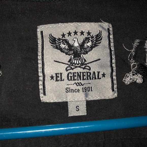 El General Red and green striped Black Button-up - Picture 4 of 5